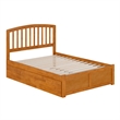 Richmond Full Wood Platform Bed with Footboard and Full Trundle in Light Toffee