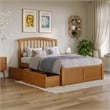 Richmond Full Wood Platform Bed with Footboard and Drawers in Light Toffee