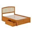 Richmond Full Wood Platform Bed with Footboard and Drawers in Light Toffee