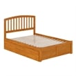 Richmond Full Wood Platform Bed with Footboard and Drawers in Light Toffee