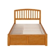 Richmond Full Wood Platform Bed with Footboard and Drawers in Light Toffee