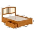 Richmond Full Wood Platform Bed with Footboard and Drawers in Light Toffee