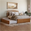 Richmond Queen Wood Platform Bed with Footboard and TXL Trundle in Light Toffee