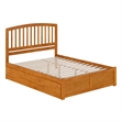 Richmond Queen Wood Platform Bed with Footboard and TXL Trundle in Light Toffee
