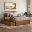 Richmond Queen Wood Platform Bed with Footboard and Drawers in Light Toffee