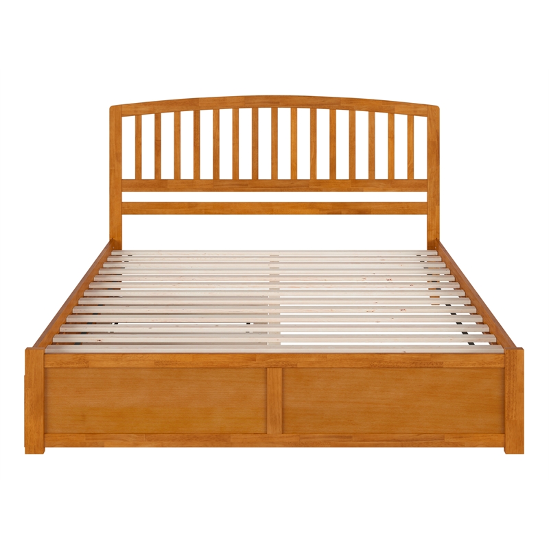 Richmond King Wood Platform Bed with Footboard and TXL Trundle in Light Toffee