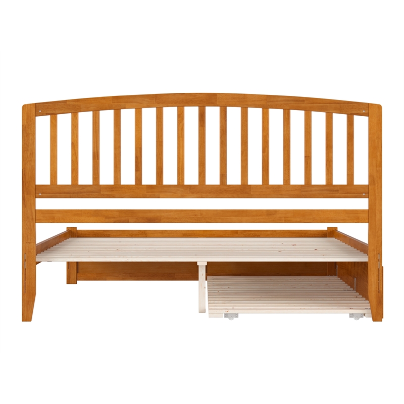 Richmond King Wood Platform Bed with Footboard and TXL Trundle in Light Toffee