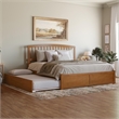 Richmond King Wood Platform Bed with Footboard and TXL Trundle in Light Toffee