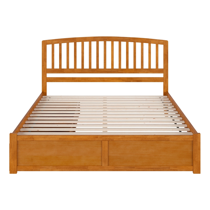 Richmond King Wood Platform Bed with Footboard and Drawers in Light Toffee