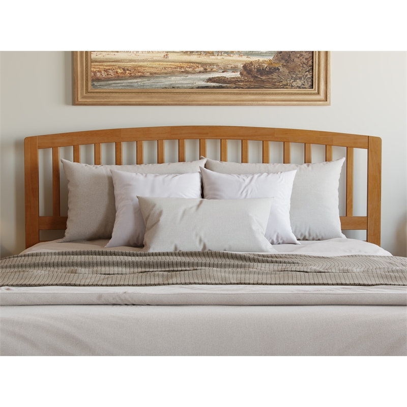 Richmond King Wood Platform Bed with Footboard and Drawers in Light Toffee