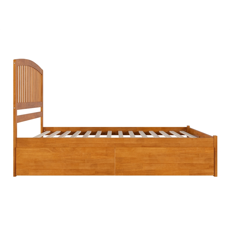 Richmond King Wood Platform Bed with Footboard and Drawers in Light Toffee