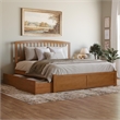 Richmond King Wood Platform Bed with Footboard and Drawers in Light Toffee