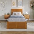 Portland Twin XL Wood Platform Bed with Footboard & TXL Trundle in Light Toffee
