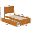 Portland Twin Wood Platform Bed with Footboard and Twin Trundle in Light Toffee