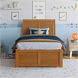 Portland Twin Wood Platform Bed with Footboard and Twin Trundle in Light Toffee
