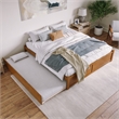 Concord King Wood Platform Bed with Footboard and TXL Trundle in Light Toffee