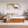 Concord King Wood Platform Bed with Footboard and Drawers in Light Toffee