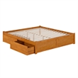 Concord King Wood Platform Bed with Footboard and Drawers in Light Toffee
