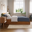 Orlando Twin XL Wood Platform Bed with Footboard and Drawers in Light Toffee