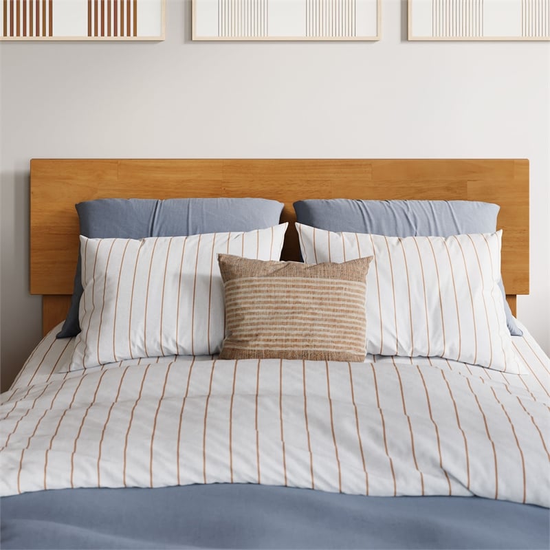 Orlando Twin XL Wood Platform Bed with Footboard and Drawers in Light Toffee
