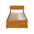 Orlando Twin XL Wood Platform Bed with Footboard and Drawers in Light Toffee