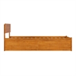 Orlando Twin XL Wood Platform Bed with Footboard and Drawers in Light Toffee