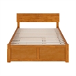 Orlando Full Wood Platform Bed with Footboard and Twin Trundle in Light Toffee