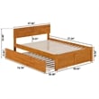 Orlando Full Wood Platform Bed with Footboard and Twin Trundle in Light Toffee