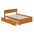 Orlando Full Wood Platform Bed with Footboard and Full Trundle in Light Toffee