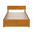 Orlando Full Wood Platform Bed with Footboard and Full Trundle in Light Toffee