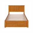Madison Full Wood Platform Bed with Footboard and Full Trundle in Light Toffee