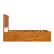 Madison Full Wood Platform Bed with Footboard and Full Trundle in Light Toffee