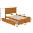 Madison Full Wood Platform Bed with Footboard and Full Trundle in Light Toffee