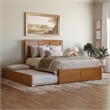 Madison Queen Wood Platform Bed with Footboard and Trundle in Light Toffee