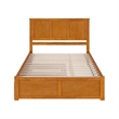 Madison Queen Wood Platform Bed with Footboard and Trundle in Light Toffee