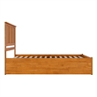 Madison Queen Wood Platform Bed with Footboard and Trundle in Light Toffee