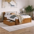 Orlando Queen Wood Platform Bed with Footboard and Drawers in Light Toffee