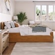 Orlando Queen Wood Platform Bed with Footboard and Drawers in Light Toffee