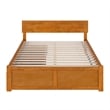 Orlando Queen Wood Platform Bed with Footboard and Drawers in Light Toffee
