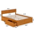 Orlando Queen Wood Platform Bed with Footboard and Drawers in Light Toffee