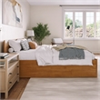 Orlando King Wood Platform Bed with Footboard and TXL Trundle in Light Toffee