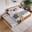 Orlando King Wood Platform Bed with Footboard and TXL Trundle in Light Toffee
