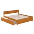 Orlando King Wood Platform Bed with Footboard and TXL Trundle in Light Toffee