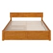 Orlando King Wood Platform Bed with Footboard and TXL Trundle in Light Toffee