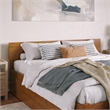 Orlando King Wood Platform Bed with Footboard and Drawers in Light Toffee