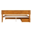 Orlando King Wood Platform Bed with Footboard and Drawers in Light Toffee