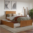 Nantucket Twin XL Platform Bed with Footboard and TXL Trundle in Light Toffee