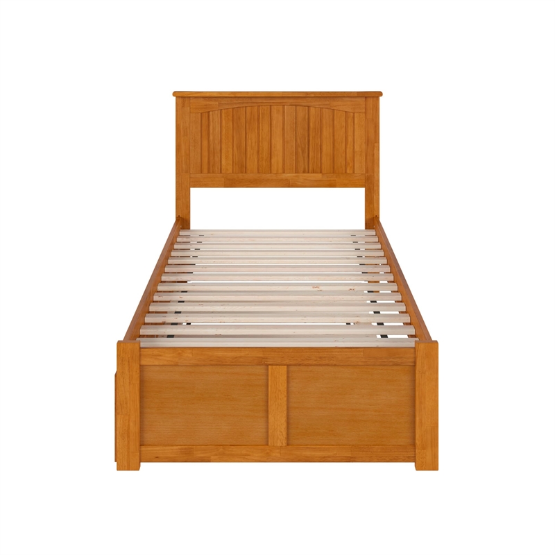 Nantucket Twin XL Platform Bed with Footboard and TXL Trundle in Light Toffee