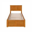 Nantucket Twin XL Platform Bed with Footboard and TXL Trundle in Light Toffee