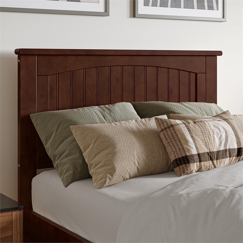 Nantucket Twin XL Wood Platform Bed with Footboard and Storage Drawers in Walnut